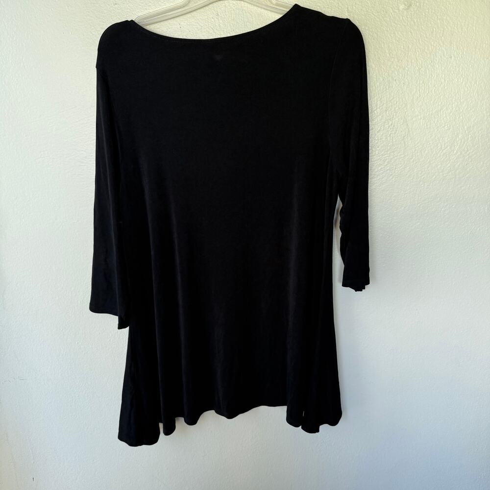 Chico's Travelers black 3/4 sleeves relaxed flowing A-line Size XL - Picture 7 of 7